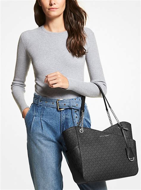 michael michael kors jet set travel large logo tote bag|michael kors saffiano leather tote.